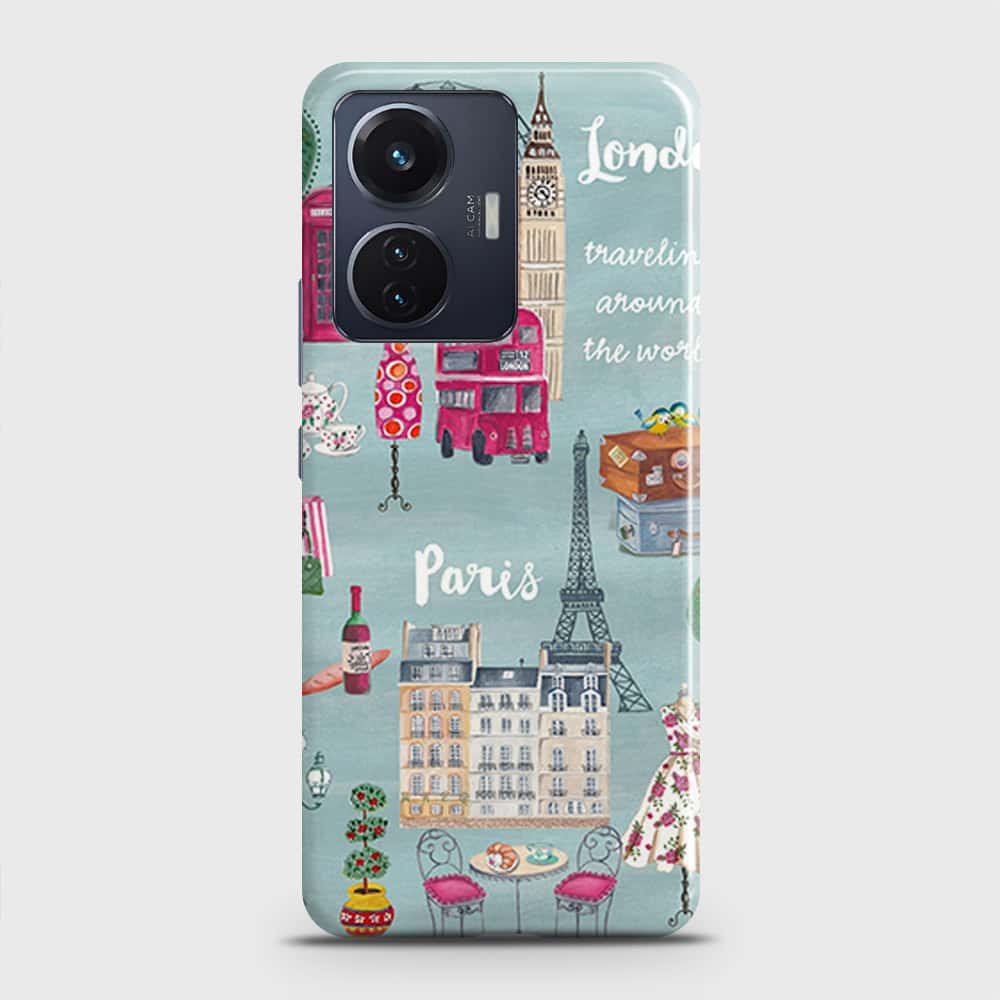 Vivo T1 44W Cover - London, Paris, New York ModernPrinted Hard Case with Life Time Colors Guarantee