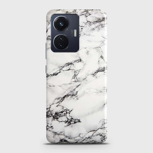 Vivo T1 44W Cover - Trendy White Floor Marble Printed Hard Case with Life Time Colors Guarantee