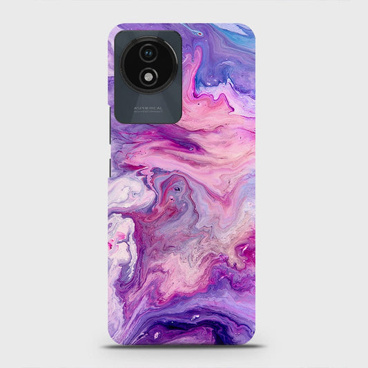 Vivo Y02t Cover - Chic Blue Liquid Marble Printed Hard Case with Life Time Colors Guarantee
