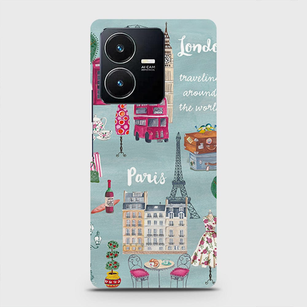 Vivo Y22 Cover - London, Paris, New York ModernPrinted Hard Case with Life Time Colors Guarantee