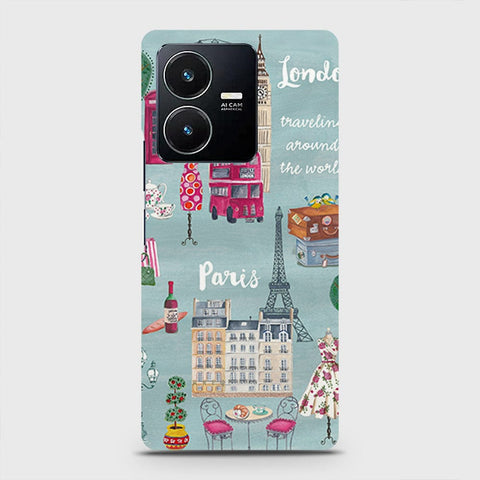 Vivo Y22 Cover - London, Paris, New York ModernPrinted Hard Case with Life Time Colors Guarantee