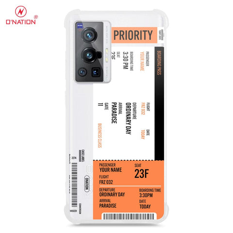 Vivo X70 Pro Cover - Personalised Boarding Pass Ticket Series - 5 Designs - Clear Phone Case - Soft Silicon Borders