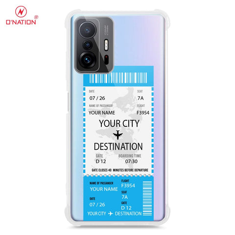 Xiaomi 11T Cover - Personalised Boarding Pass Ticket Series - 5 Designs - Clear Phone Case - Soft Silicon Borders
