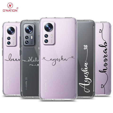 Xiaomi 12 Cover - Personalised Name Series - 8 Designs - Clear Phone Case - Soft Silicon Borders