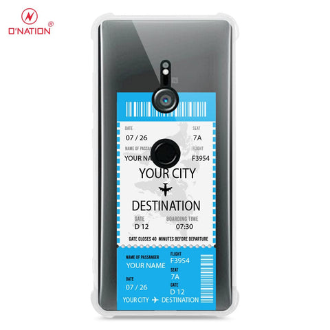 Sony Xperia XZ3 Cover - Personalised Boarding Pass Ticket Series - 5 Designs - Clear Phone Case - Soft Silicon Borders