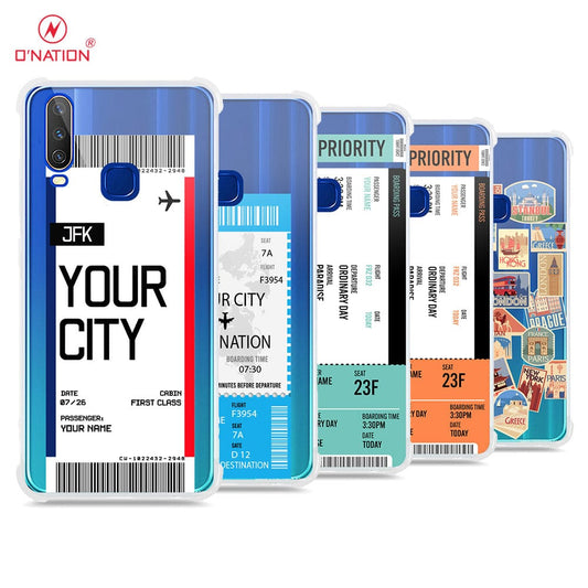 Vivo Y12 Cover - Personalised Boarding Pass Ticket Series - 5 Designs - Clear Phone Case - Soft Silicon Borders