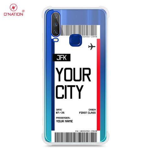 Vivo Y12 Cover - Personalised Boarding Pass Ticket Series - 5 Designs - Clear Phone Case - Soft Silicon Borders