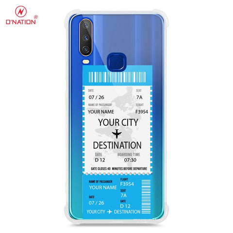 Vivo Y12 Cover - Personalised Boarding Pass Ticket Series - 5 Designs - Clear Phone Case - Soft Silicon Borders