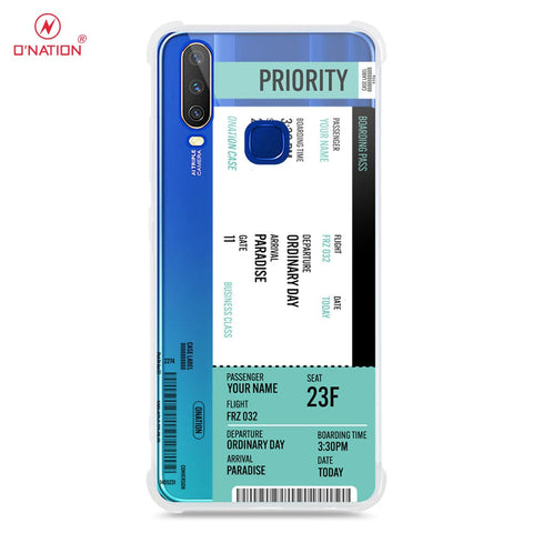 Vivo Y12 Cover - Personalised Boarding Pass Ticket Series - 5 Designs - Clear Phone Case - Soft Silicon Borders