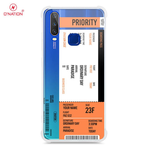 Vivo Y12 Cover - Personalised Boarding Pass Ticket Series - 5 Designs - Clear Phone Case - Soft Silicon Borders