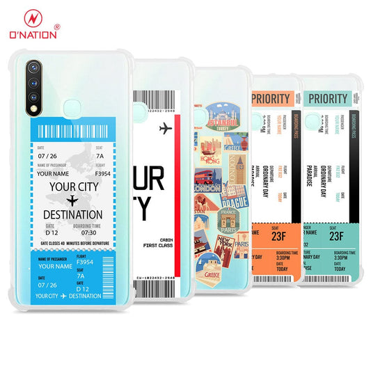 Vivo Y19 Cover - Personalised Boarding Pass Ticket Series - 5 Designs - Clear Phone Case - Soft Silicon Borders