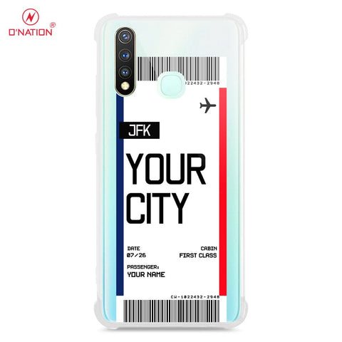 Vivo Y19 Cover - Personalised Boarding Pass Ticket Series - 5 Designs - Clear Phone Case - Soft Silicon Borders