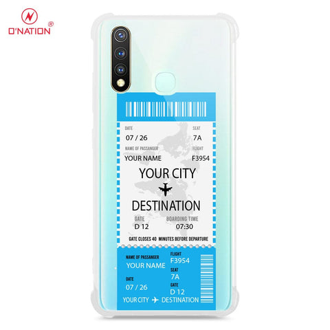Vivo Y19 Cover - Personalised Boarding Pass Ticket Series - 5 Designs - Clear Phone Case - Soft Silicon Borders