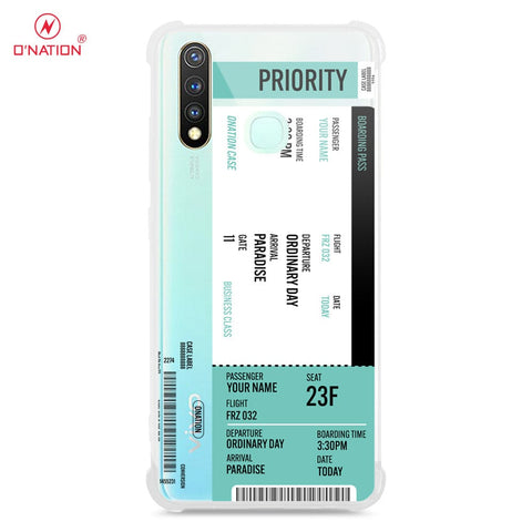 Vivo Y19 Cover - Personalised Boarding Pass Ticket Series - 5 Designs - Clear Phone Case - Soft Silicon Borders