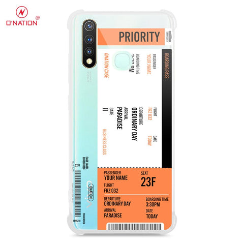 Vivo Y19 Cover - Personalised Boarding Pass Ticket Series - 5 Designs - Clear Phone Case - Soft Silicon Borders