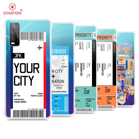 Vivo Y20 Cover - Personalised Boarding Pass Ticket Series - 5 Designs - Clear Phone Case - Soft Silicon Borders