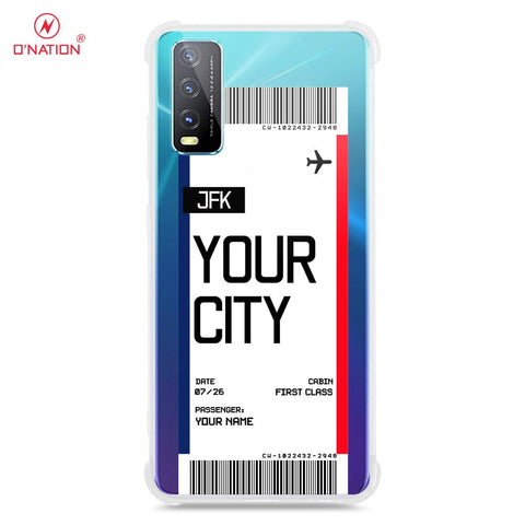 Vivo Y20i Cover - Personalised Boarding Pass Ticket Series - 5 Designs - Clear Phone Case - Soft Silicon Borders