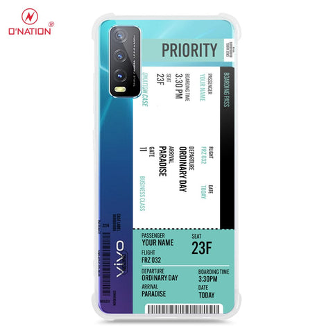 Vivo Y20i Cover - Personalised Boarding Pass Ticket Series - 5 Designs - Clear Phone Case - Soft Silicon Borders