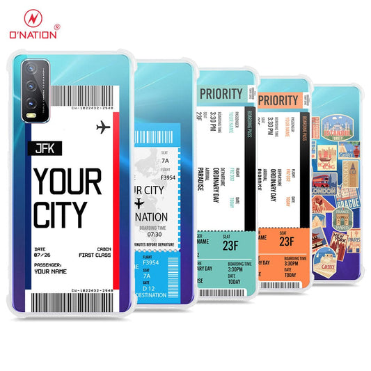 Vivo Y20s Cover - Personalised Boarding Pass Ticket Series - 5 Designs - Clear Phone Case - Soft Silicon Borders