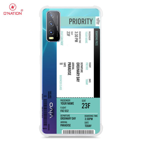 Vivo Y20s Cover - Personalised Boarding Pass Ticket Series - 5 Designs - Clear Phone Case - Soft Silicon Borders