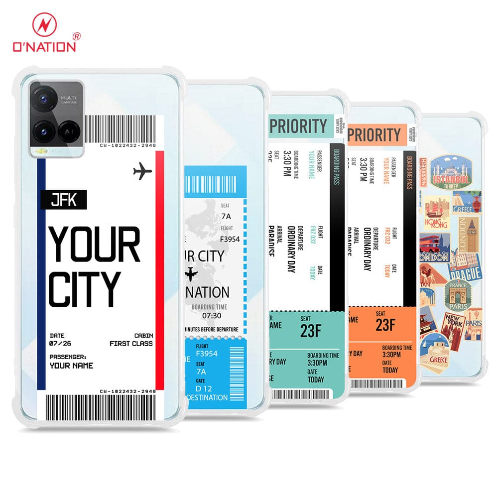 Vivo Y21a Cover - Personalised Boarding Pass Ticket Series - 5 Designs - Clear Phone Case - Soft Silicon Borders