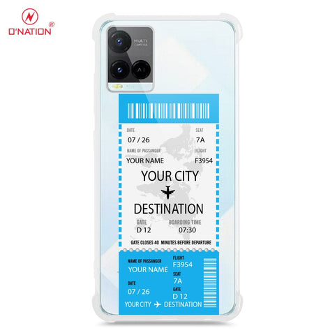Vivo Y21a Cover - Personalised Boarding Pass Ticket Series - 5 Designs - Clear Phone Case - Soft Silicon Borders