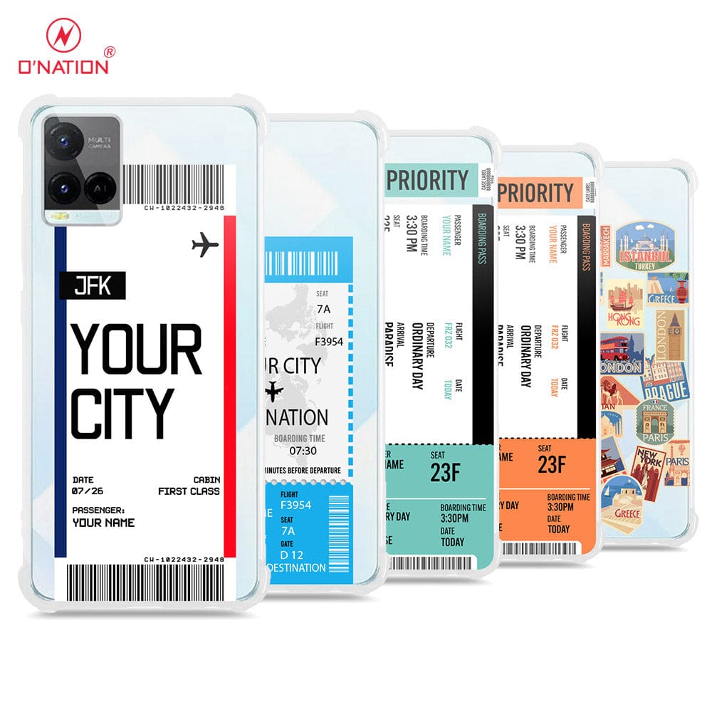Vivo Y21e Cover - Personalised Boarding Pass Ticket Series - 5 Designs - Clear Phone Case - Soft Silicon Borders