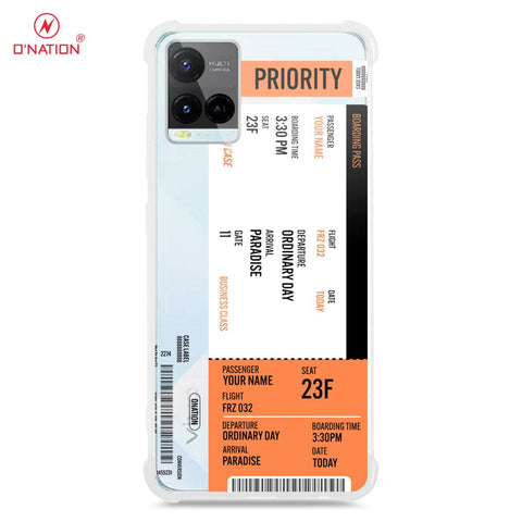 Vivo Y21e Cover - Personalised Boarding Pass Ticket Series - 5 Designs - Clear Phone Case - Soft Silicon Borders