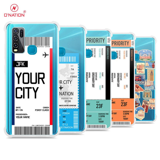 Vivo Y30 Cover - Personalised Boarding Pass Ticket Series - 5 Designs - Clear Phone Case - Soft Silicon Borders
