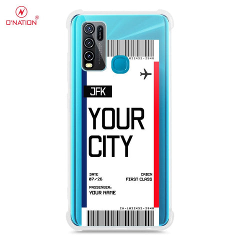 Vivo Y30 Cover - Personalised Boarding Pass Ticket Series - 5 Designs - Clear Phone Case - Soft Silicon Borders