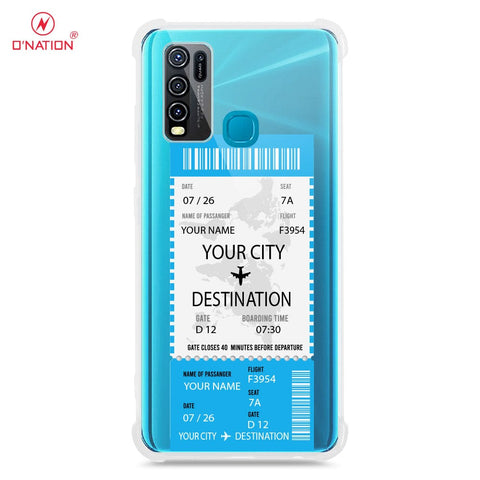Vivo Y30 Cover - Personalised Boarding Pass Ticket Series - 5 Designs - Clear Phone Case - Soft Silicon Borders