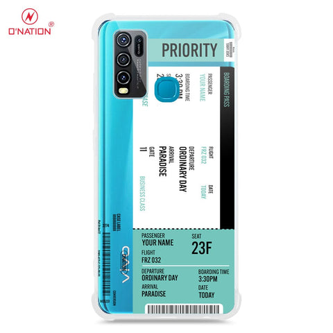Vivo Y30 Cover - Personalised Boarding Pass Ticket Series - 5 Designs - Clear Phone Case - Soft Silicon Borders