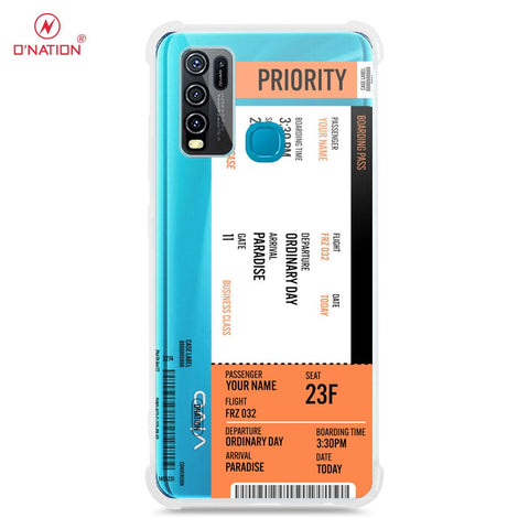 Vivo Y30 Cover - Personalised Boarding Pass Ticket Series - 5 Designs - Clear Phone Case - Soft Silicon Borders