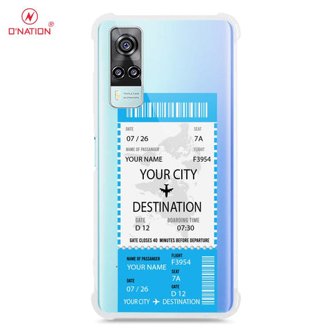 Vivo Y31 Cover - Personalised Boarding Pass Ticket Series - 5 Designs - Clear Phone Case - Soft Silicon Borders