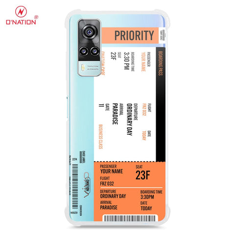 Vivo Y31 Cover - Personalised Boarding Pass Ticket Series - 5 Designs - Clear Phone Case - Soft Silicon Borders