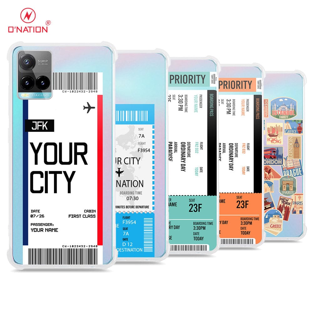 Vivo Y33s Cover - Personalised Boarding Pass Ticket Series - 5 Designs - Clear Phone Case - Soft Silicon Borders u6