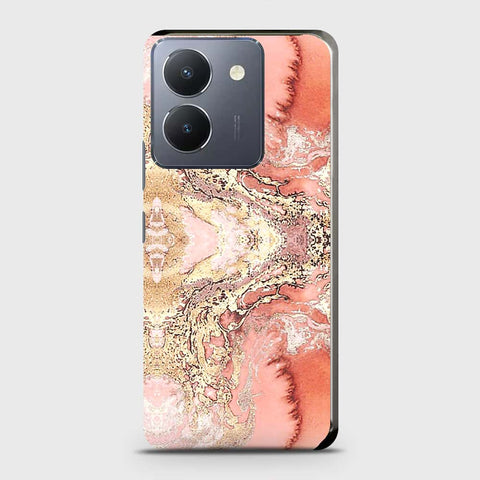 Vivo Y36 5G Cover - Trendy Chic Rose Gold Marble Printed Hard Case with Life Time Colors Guarantee
