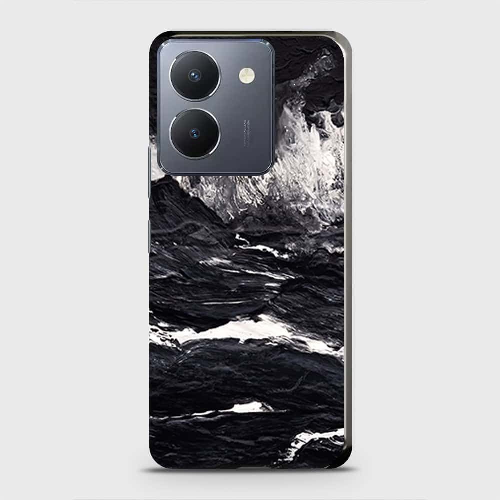 Vivo Y36 5G Cover - Black Ocean Marble Trendy Printed Hard Case with Life Time Colors Guarantee