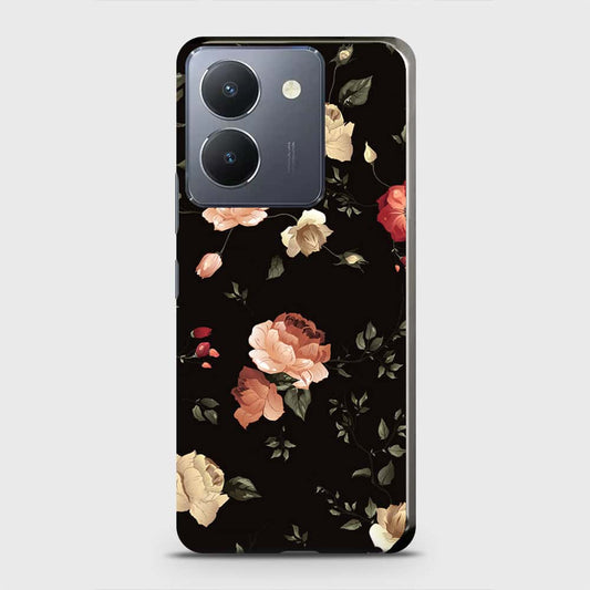 Vivo Y36 5G Cover - Dark Rose Vintage Flowers Printed Hard Case with Life Time Colors Guarantee
