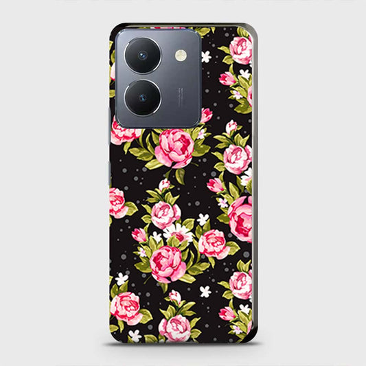 Vivo Y36 5G Cover - Trendy Pink Rose Vintage Flowers Printed Hard Case with Life Time Colors Guarantee