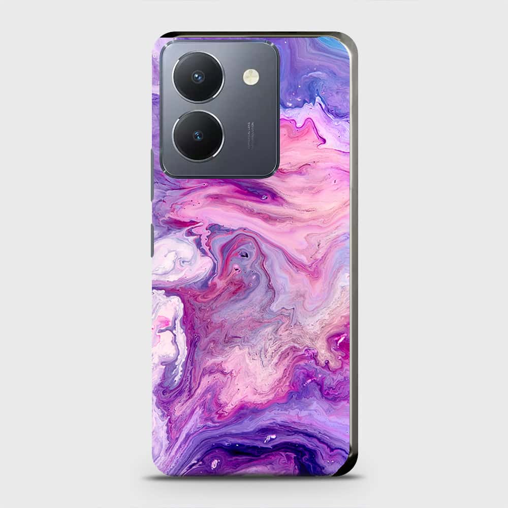 Vivo Y36 5G Cover - Chic Blue Liquid Marble Printed Hard Case with Life Time Colors Guarantee