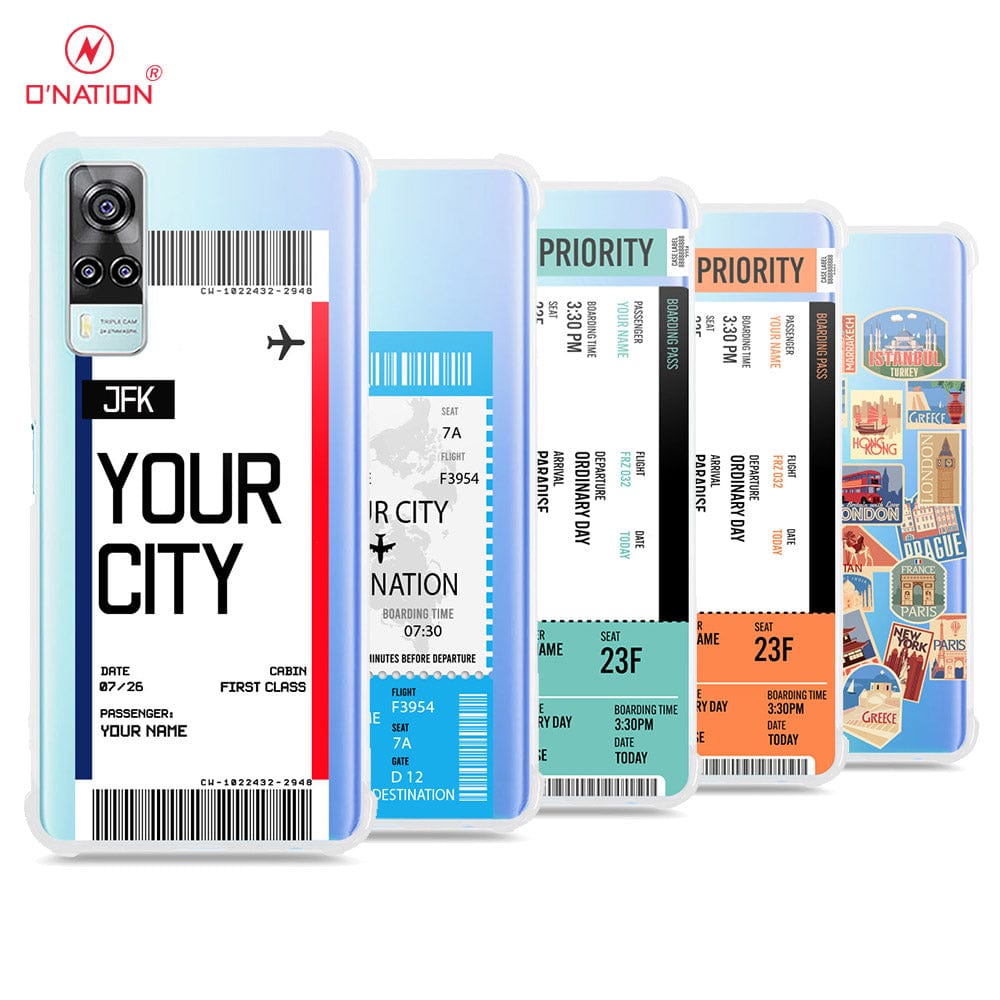 Vivo Y51s Cover - Personalised Boarding Pass Ticket Series - 5 Designs - Clear Phone Case - Soft Silicon Borders