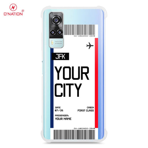 Vivo Y51s Cover - Personalised Boarding Pass Ticket Series - 5 Designs - Clear Phone Case - Soft Silicon Borders