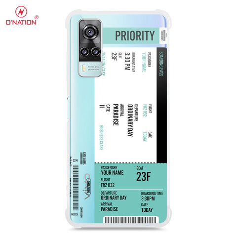 Vivo Y51s Cover - Personalised Boarding Pass Ticket Series - 5 Designs - Clear Phone Case - Soft Silicon Borders