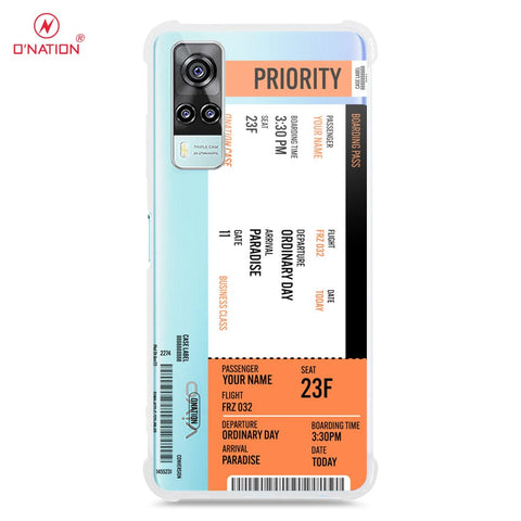 Vivo Y53s 4G Cover - Personalised Boarding Pass Ticket Series - 5 Designs - Clear Phone Case - Soft Silicon Borders