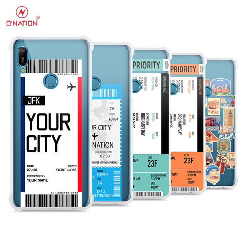 Huawei Y6 2019 / Y6 Prime 2019 Cover - Personalised Boarding Pass Ticket Series - 5 Designs - Clear Phone Case - Soft Silicon Borders