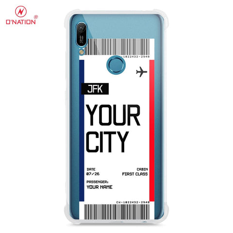 Huawei Y6 2019 / Y6 Prime 2019 Cover - Personalised Boarding Pass Ticket Series - 5 Designs - Clear Phone Case - Soft Silicon Borders