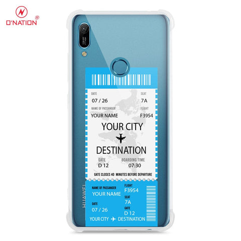 Huawei Y6 2019 / Y6 Prime 2019 Cover - Personalised Boarding Pass Ticket Series - 5 Designs - Clear Phone Case - Soft Silicon Borders