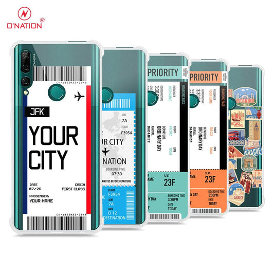 Huawei Y9 Prime 2019 Cover - Personalised Boarding Pass Ticket Series - 5 Designs - Clear Phone Case - Soft Silicon Borders