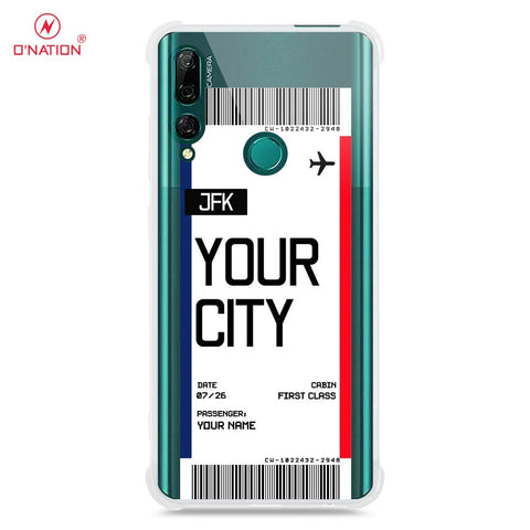 Huawei Y9 Prime 2019 Cover - Personalised Boarding Pass Ticket Series - 5 Designs - Clear Phone Case - Soft Silicon Borders